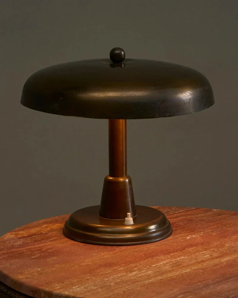 Vintage Mid-Century Italian Table Lamp in Patinated Brass 1950s