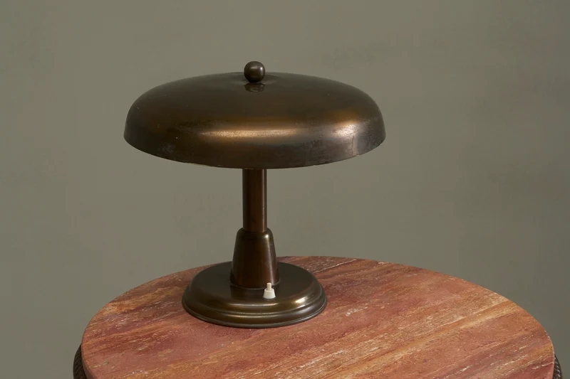 Vintage Mid-Century Italian Table Lamp in Patinated Brass 1950s