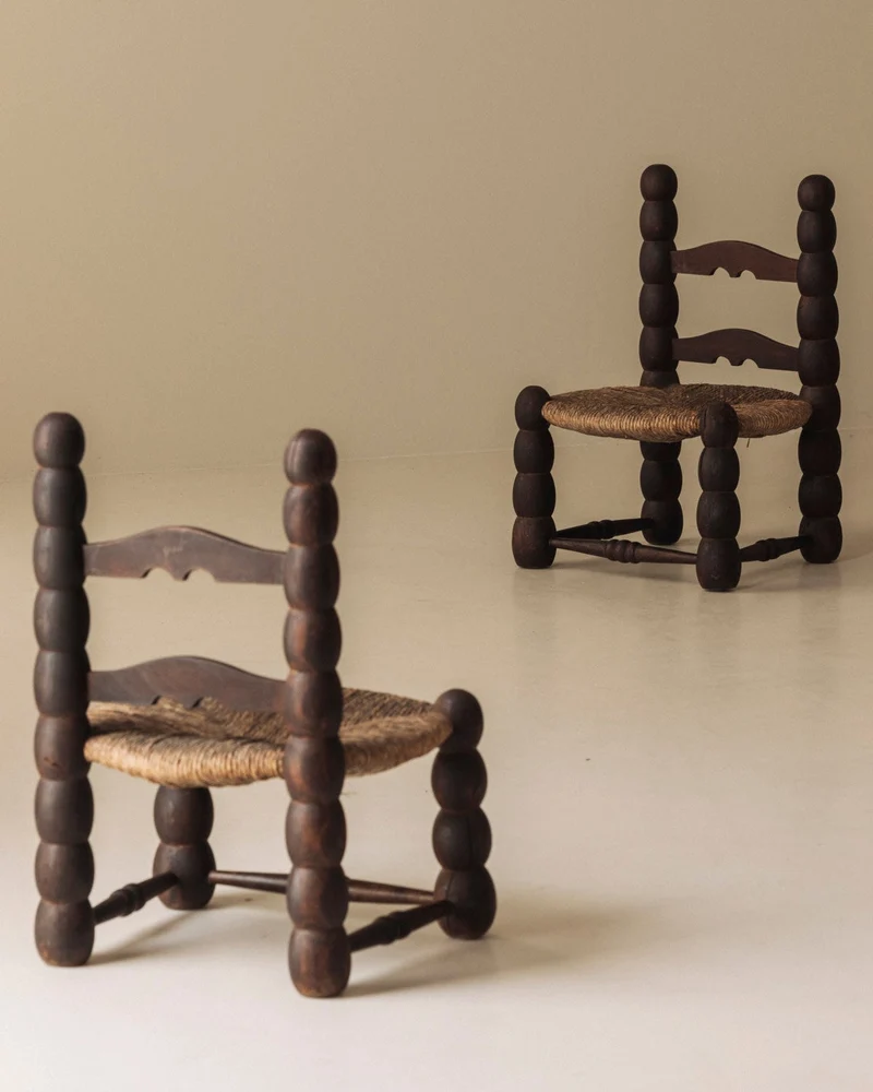 Pair of Spanish Bobbin-Turned Side Chairs, Early 20th Century