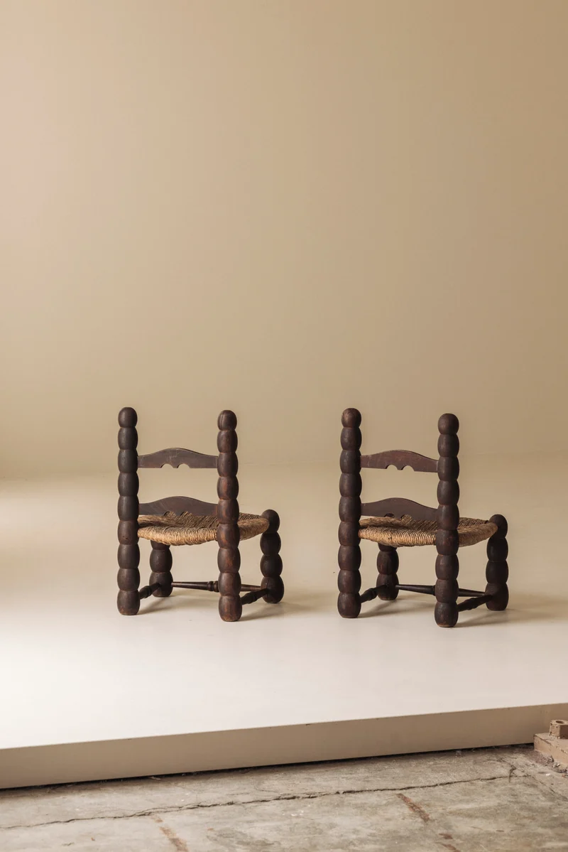 Pair of Spanish Bobbin-Turned Side Chairs, Early 20th Century