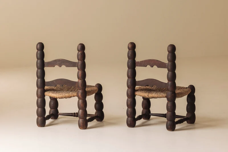 Pair of Spanish Bobbin-Turned Side Chairs, Early 20th Century