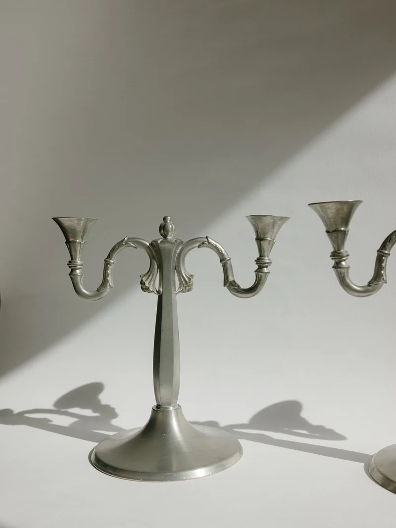 Pair of Harald Linder for Svenskt Tenn Swedish Grace Pewter Candelabra - 1930