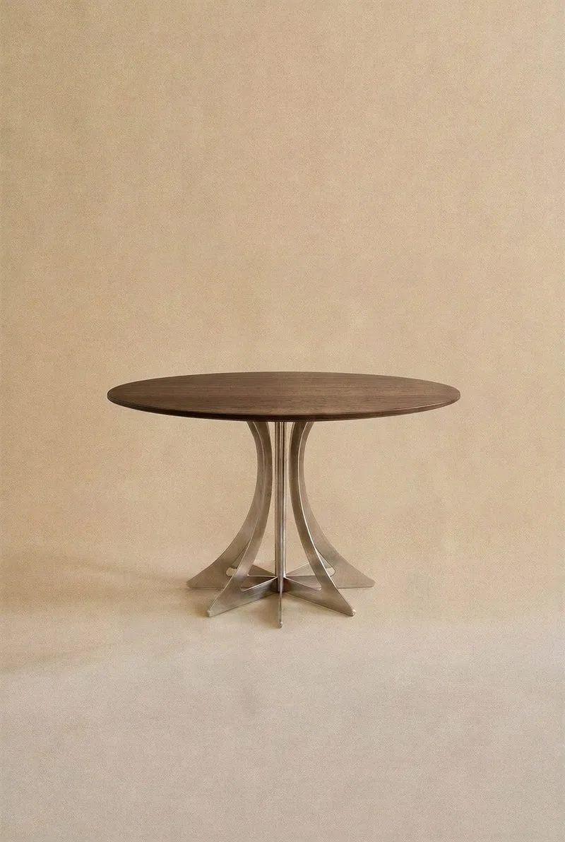 Fibonacci Dinning Table - Stainless Steel and Solid Wood