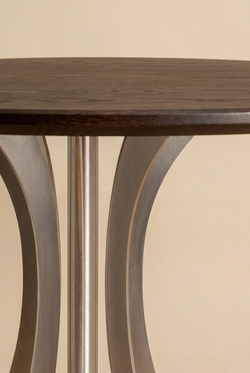 Fibonacci Dinning Table - Stainless Steel and Solid Wood