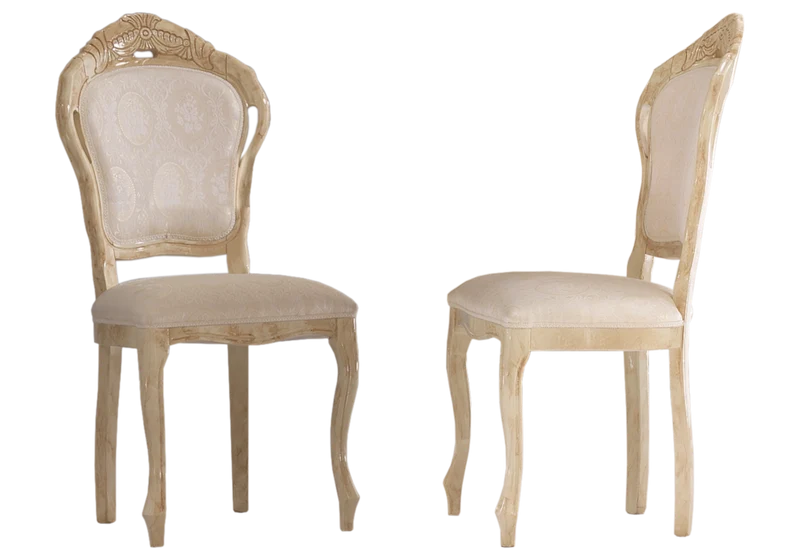 Salle à manger baroque beige marbré doré complète - NOBILE