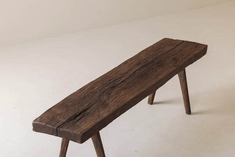 Primitive Rustic Bench in Oak, France, Early 20th Century