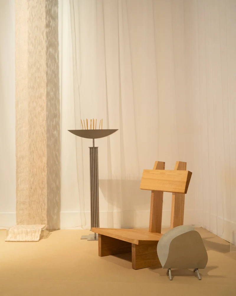 Minimal Low Reading Chair in Chestnut Wood