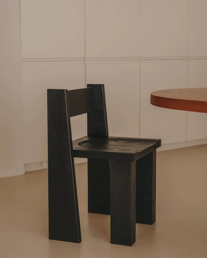 Brutalist Quadra Chair in Charred Spanish chestnut Wood