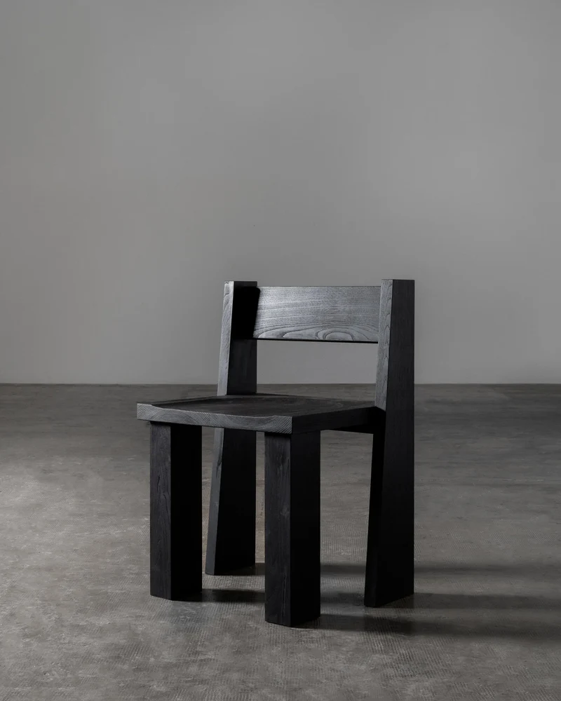 Brutalist Quadra Chair in Charred Spanish chestnut Wood