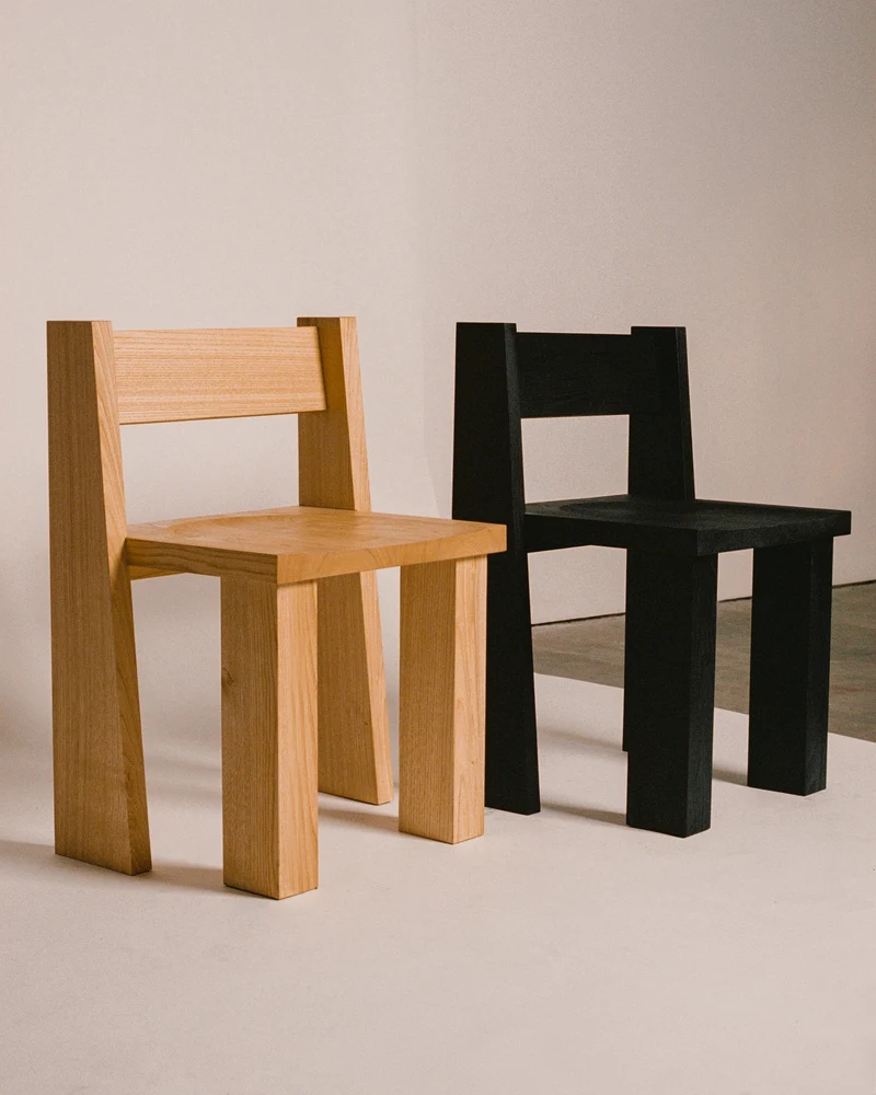 Brutalist Quadra Chair in Charred Spanish chestnut Wood