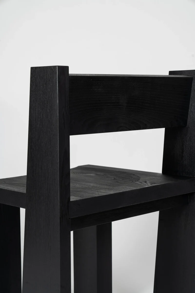 Brutalist Quadra Chair in Charred Spanish chestnut Wood