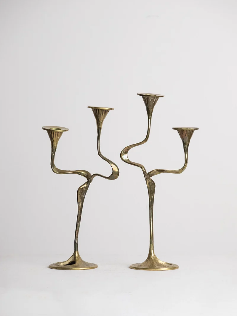 Pair of Brass Candelabra, Attributed to Kurt Jesch, Austria 1960s