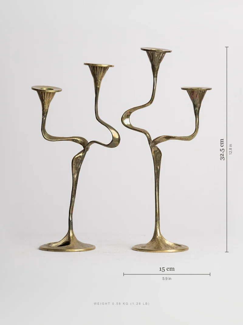 Pair of Brass Candelabra, Attributed to Kurt Jesch, Austria 1960s