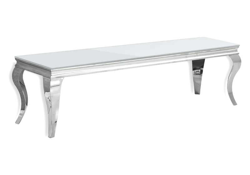 Meuble TV verre blanc design argent - Neo