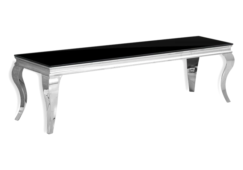 Meuble TV verre noir design argent - Neo
