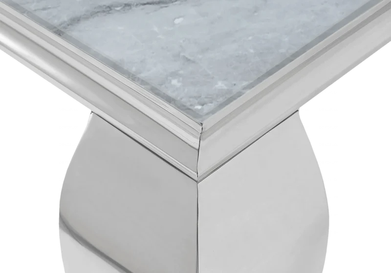 Bout de canapé design marbre gris argent - Neo