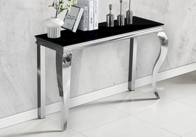 Console d'entrée design verre noir argent - Neo