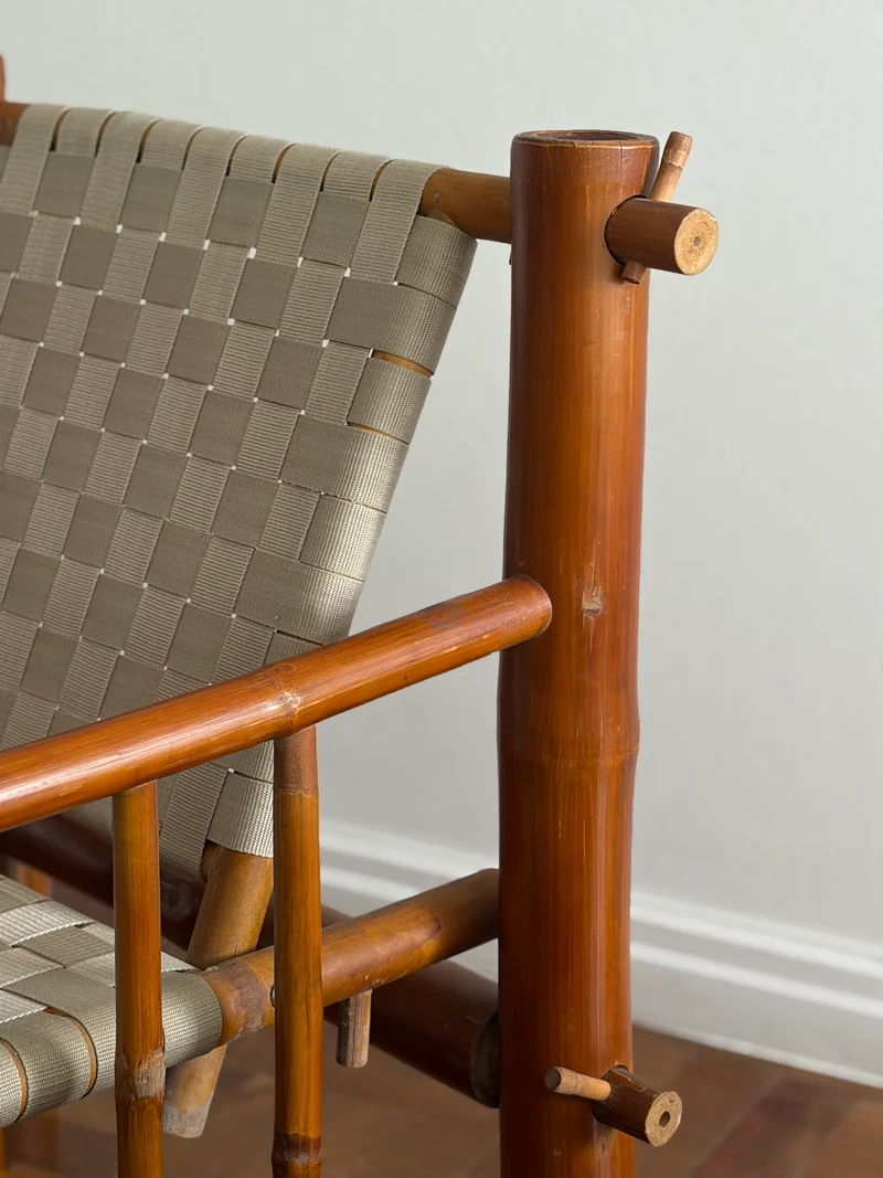 One-of-a-Kind Artist-Built Brutalist Bamboo Armchair, 1970s