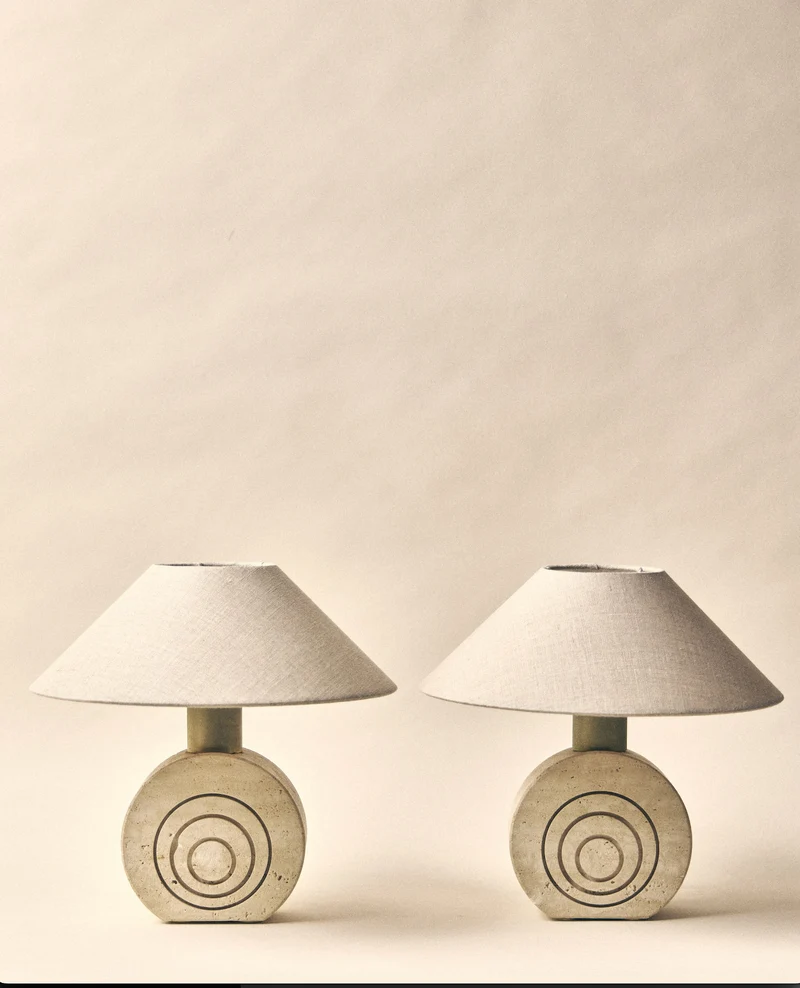 Vintage 'Syracuse' Duo Travertine Table Lamp