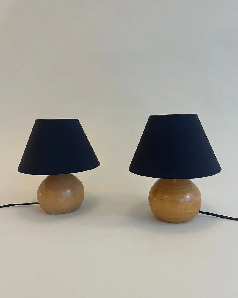 Vintage MURCIE PAIR OF Wood Table Lamp