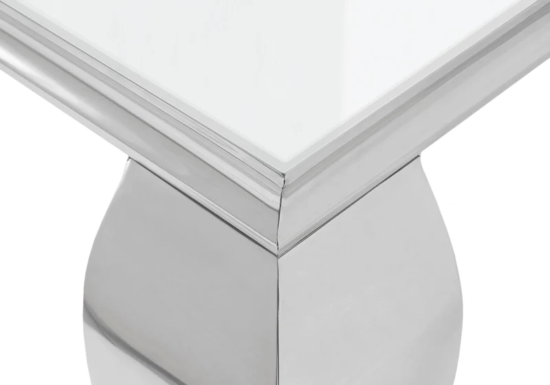 Table basse rectangulaire verre blanc argent - Neo