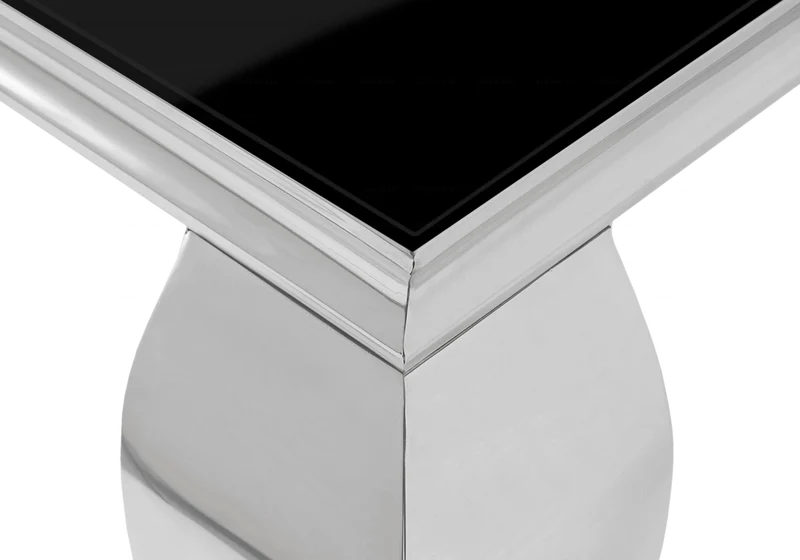 Table à manger rectangulaire verre noir argent - Neo