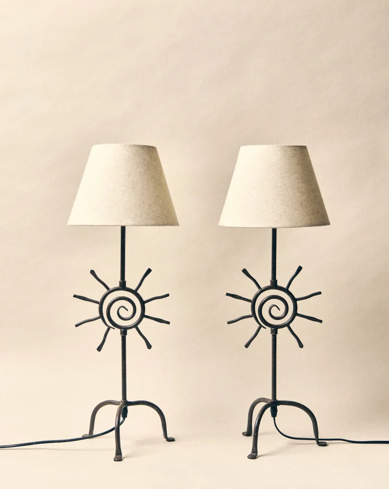 Vintage 'Bari' Duo Iron Table Lamp