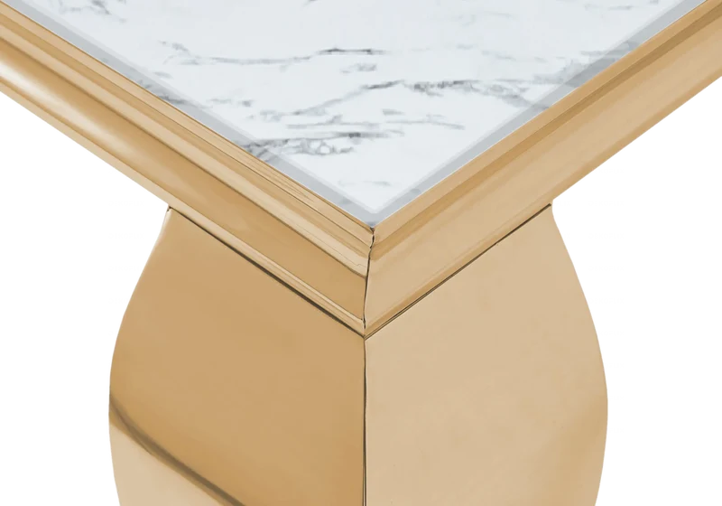 Table basse carrée marbre blanc doré - Neo