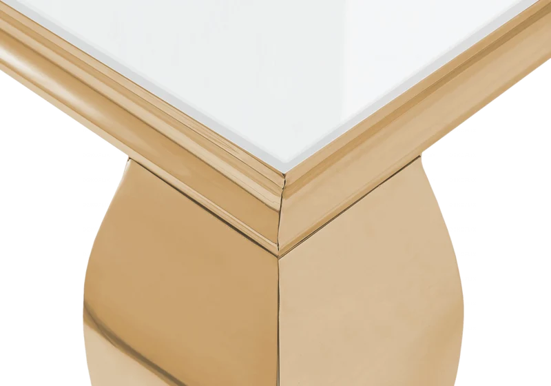 Meuble TV verre blanc design doré - Neo