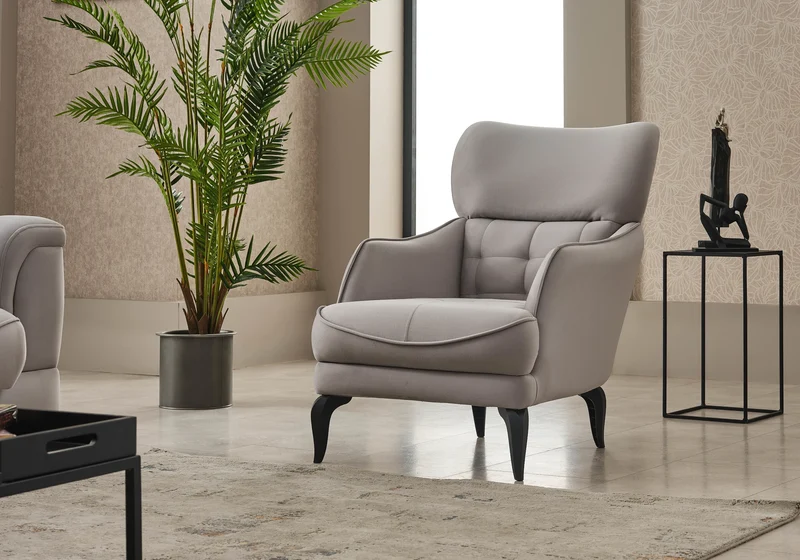 Canapé convertible capitonné velours gris perle – DELTA