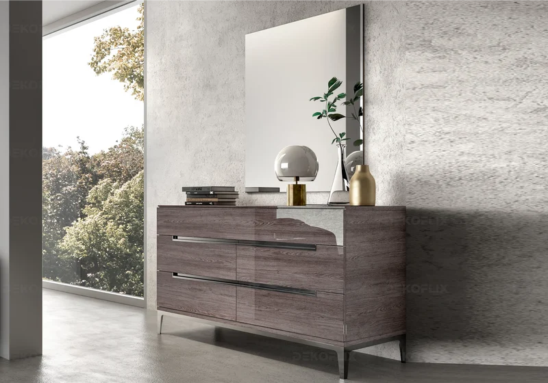 Commode 5 tiroirs finition orme laqué design italien - Viola