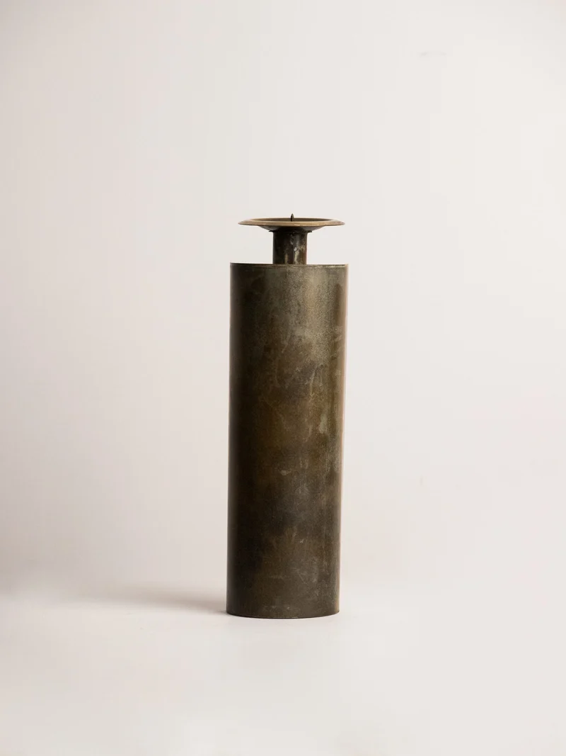 Czesław Palczewski Candleholder, Hand Cut Polish Brutalist Metalwork, 1970s