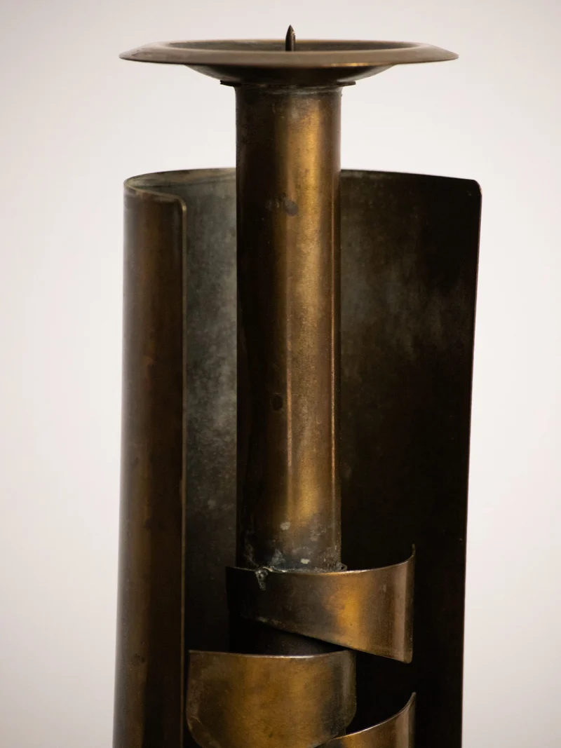 Czesław Palczewski Candleholder, Hand Cut Polish Brutalist Metalwork, 1970s