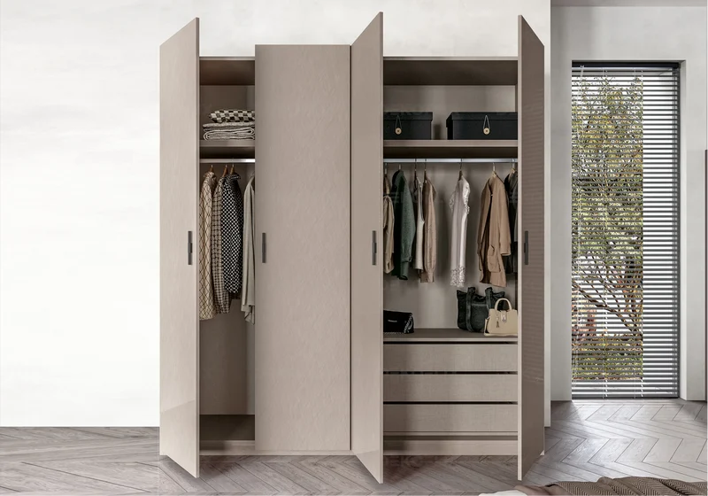 Armoire dressing 3 à 6 portes laquée corde design - Silvia