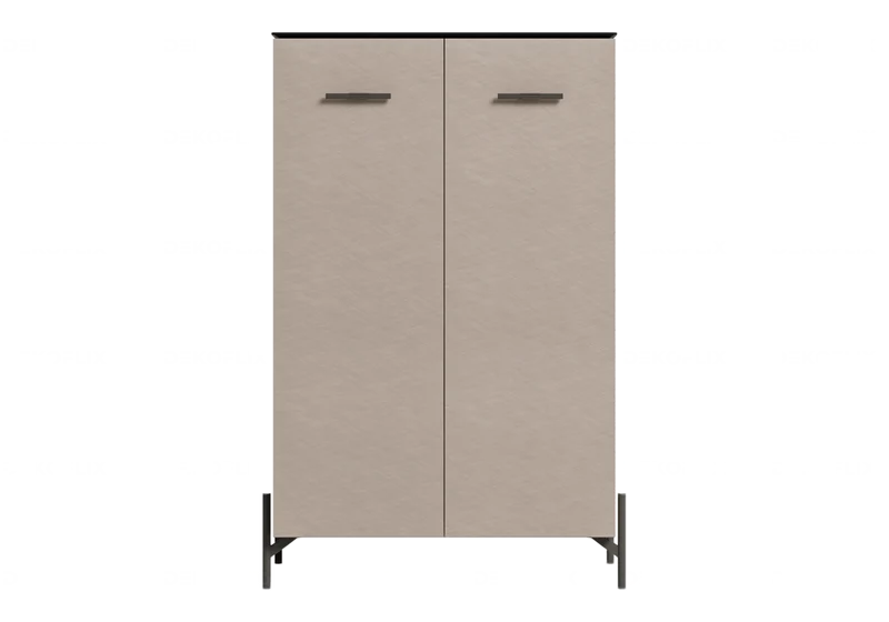 Armoire 2 portes marbre beige et laquée corde - Silvia