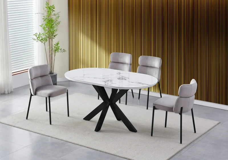 Chaises velours taupe pieds noirs - Nora x4