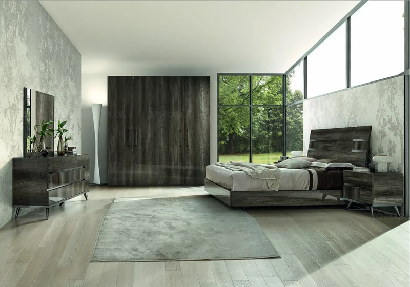 Commode 6 tiroirs bois chêne laqué design - Medea