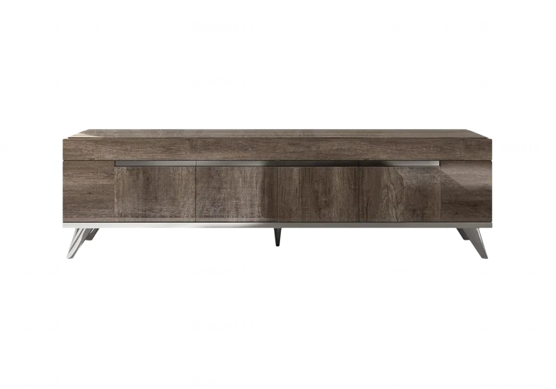 Meuble TV 3 ou 4 portes chêne laqué design - Medea