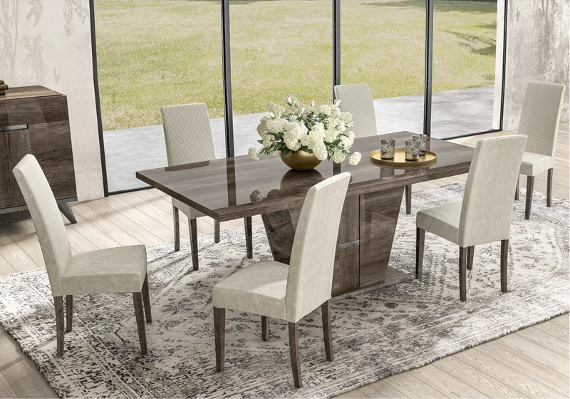 Table à manger extensible ou fixe chêne laqué - Medea