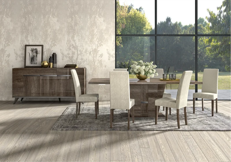 Table à manger extensible ou fixe chêne laqué - Medea