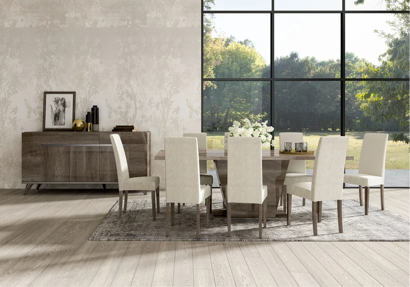 Table à manger extensible ou fixe chêne laqué - Medea