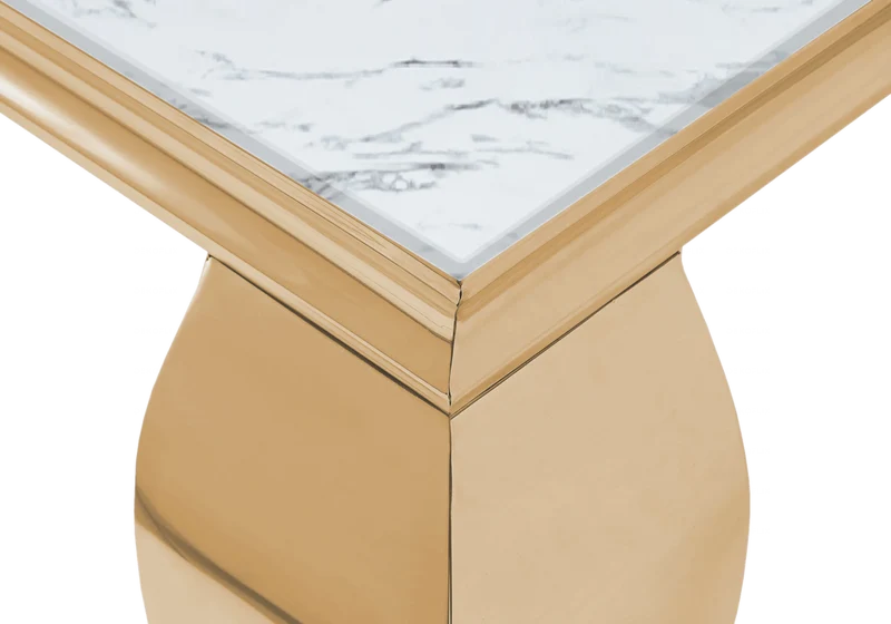 Bout de canapé design marbre blanc or - Neo
