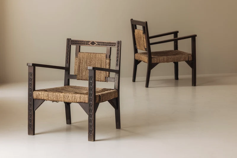 French Modernist Easy Chairs in the Manner of Francis Jourdain, 1940s