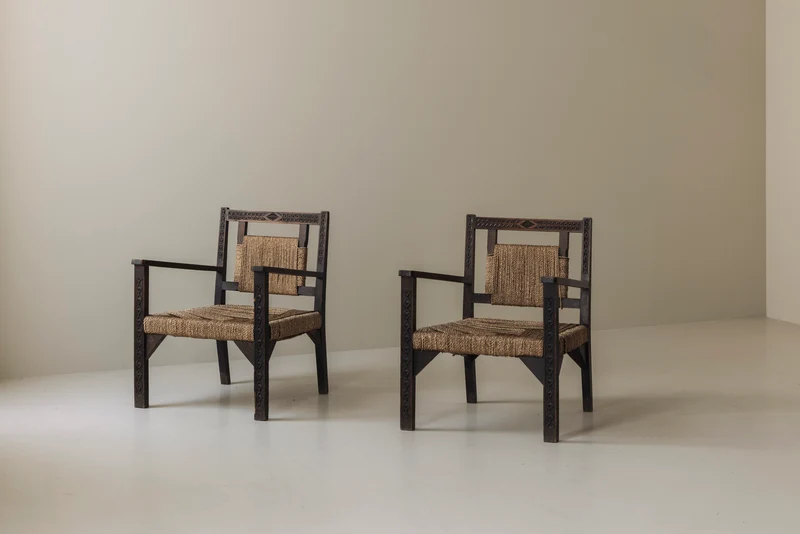 French Modernist Easy Chairs in the Manner of Francis Jourdain, 1940s
