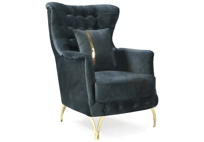 Canapé Turc Capitonné Velours Anthracite Design Métal Doré – RIBELLA