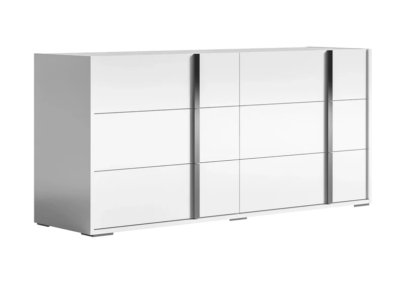 Commode double 6 tiroirs blanc laqué design - Bianca