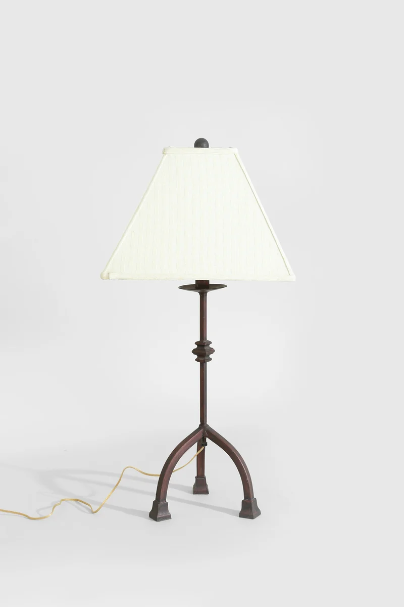 Vintage Sculptural Tripod Linen Table Lamp Set