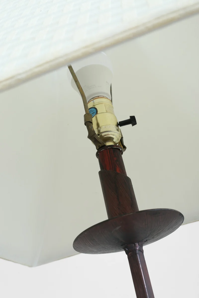 Vintage Sculptural Tripod Linen Table Lamp Set