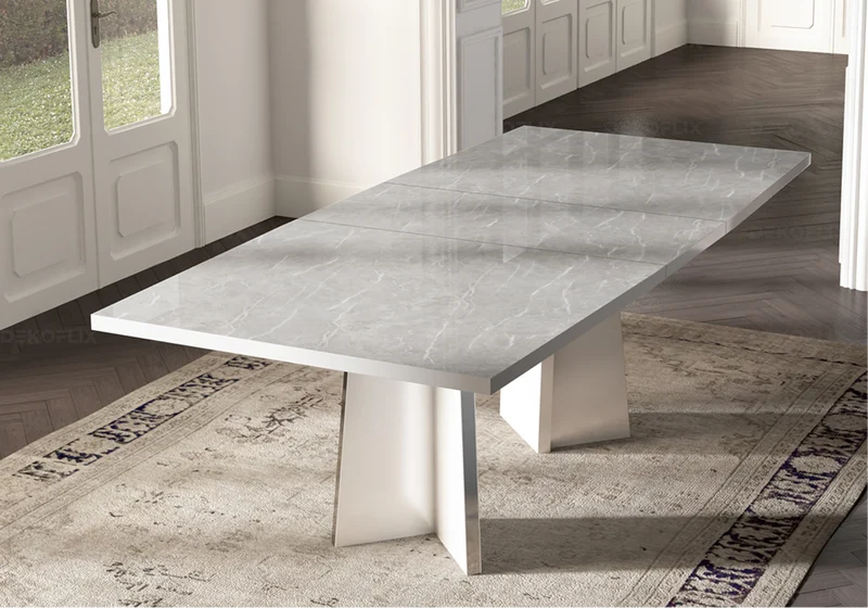 Table à manger extensible ou fixe marbre gris - Mara