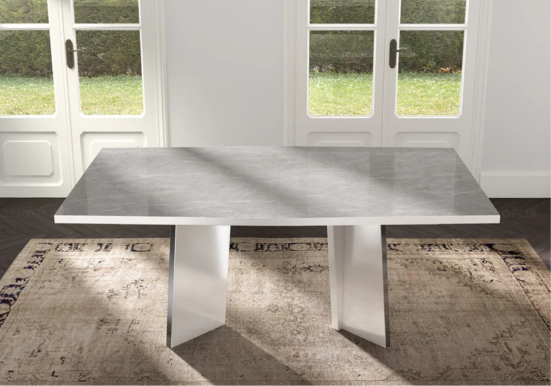 Table à manger extensible ou fixe marbre gris - Mara